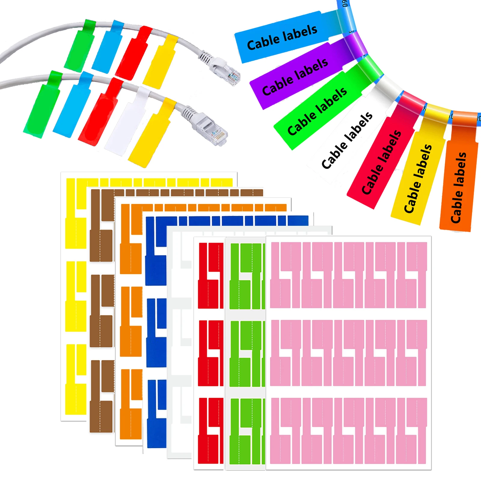 Industrial Laser Machines - 240pcs Self-Adhesive Cable Labels Colorful Waterproof